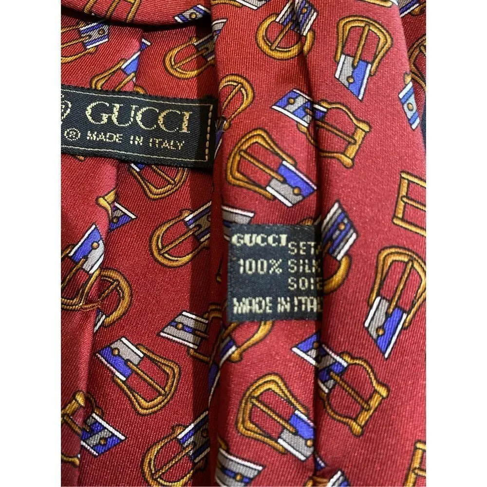 Gucci men’s vintage birthday silk belt logo pattern, print tie 57